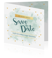 save the date goud-look hartjes